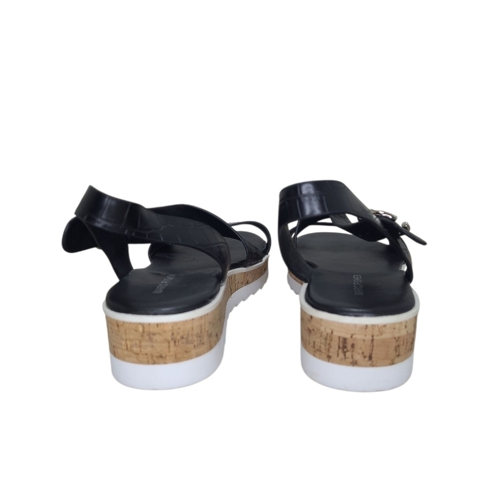 Marc Fisher Grandie Wedge Sandal  Black Croc Print Size 9.5 M - Picture 5 of 11